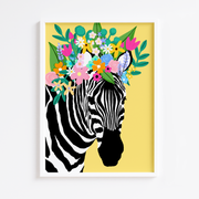 Floral Zebra Crown Yellow Print